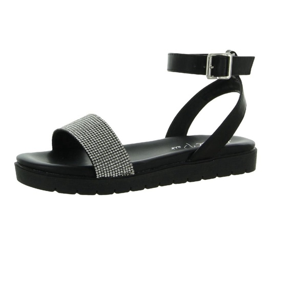 Wild Pair Women’s Jeenie Sparkle Open Toe Ankle Strap‎ in black Sz 8 - Picture 7 of 9